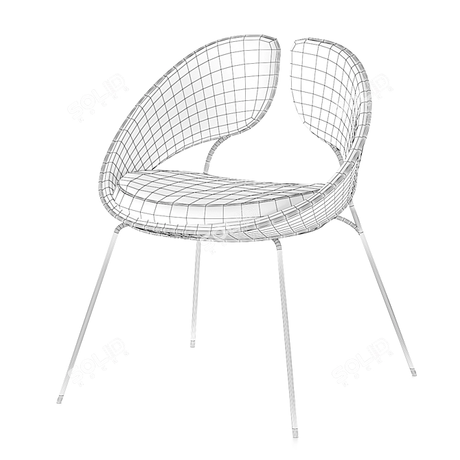 Hyoku Velvet Dining Chair 3D model image 5