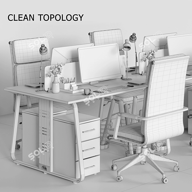 Modern Office Furniture Set 3D model image 5