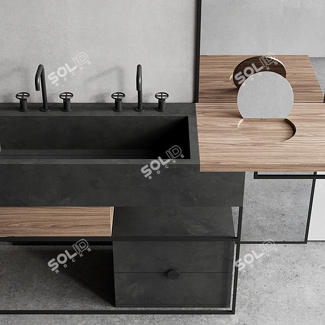 Italgraniti ACQUA Double Vanity Unit 3D model image 3
