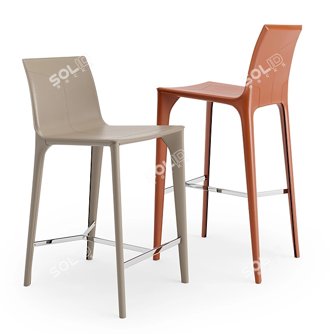 Adriatic Leather Bar Stool: Sleek & Stylish 3D model image 1