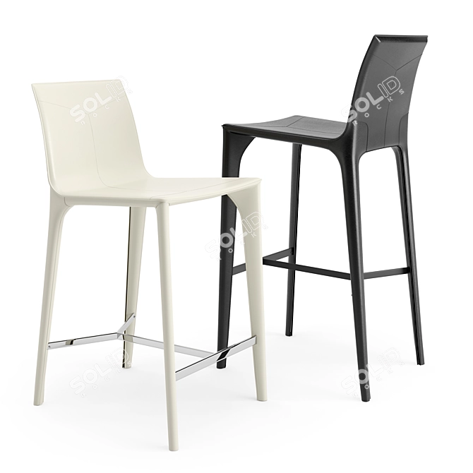 Adriatic Leather Bar Stool: Sleek & Stylish 3D model image 2