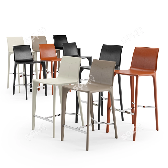 Adriatic Leather Bar Stool: Sleek & Stylish 3D model image 3