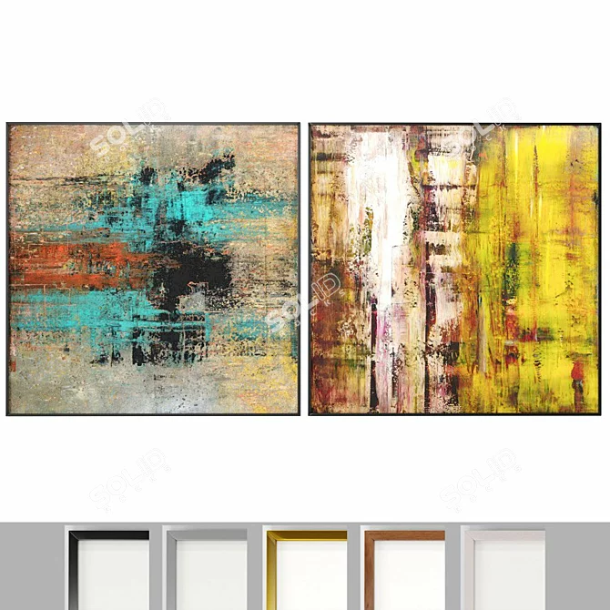 Fluorescent Landscape Art Frame Set 3D model image 1