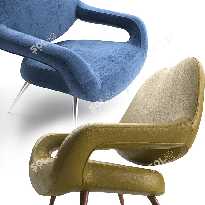 Elegant DU 55 Armchair 3D model image 4