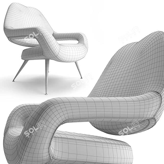 Elegant DU 55 Armchair 3D model image 5