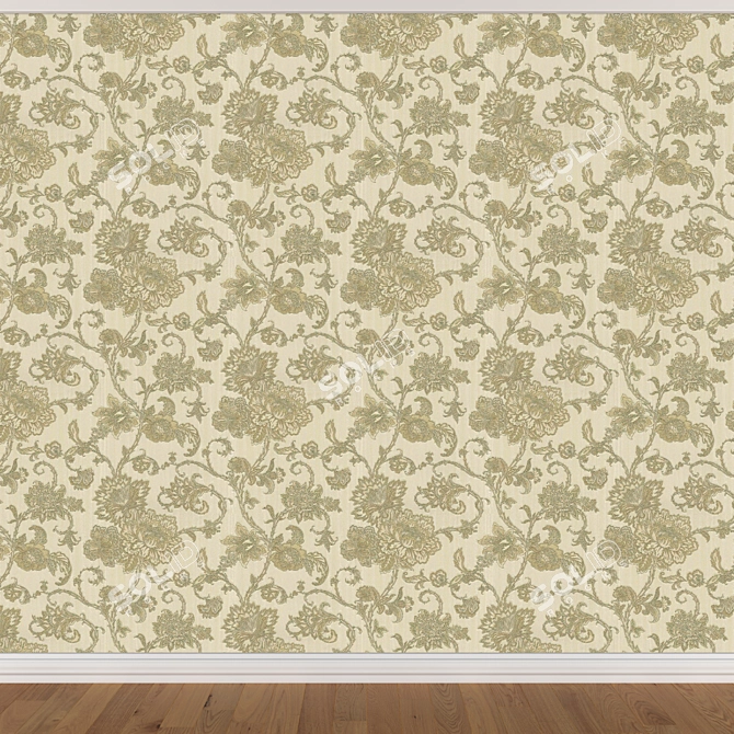 Seamless Wallpaper Set 1463 - 3 Color Options 3D model image 2