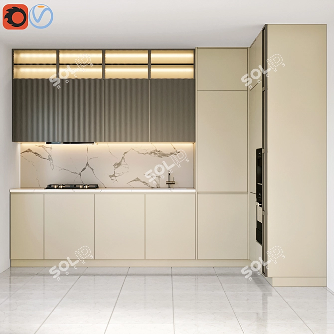 Modern Compact Kitchen Storage Solution 3D model image 1