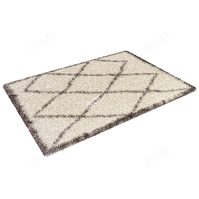 Elegant Cream Colored 160x230 cm Rug 3D model image 1