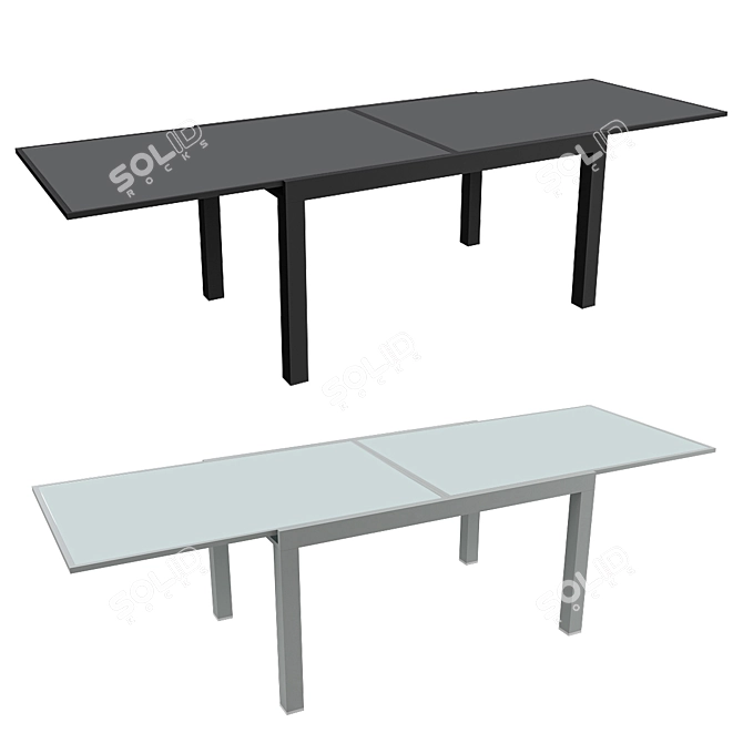 Modern White Aluminum Garden Table 3D model image 1