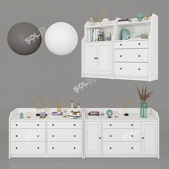 Hauga Dresser Set: Two-Tone Storage Combo 3D model image 1