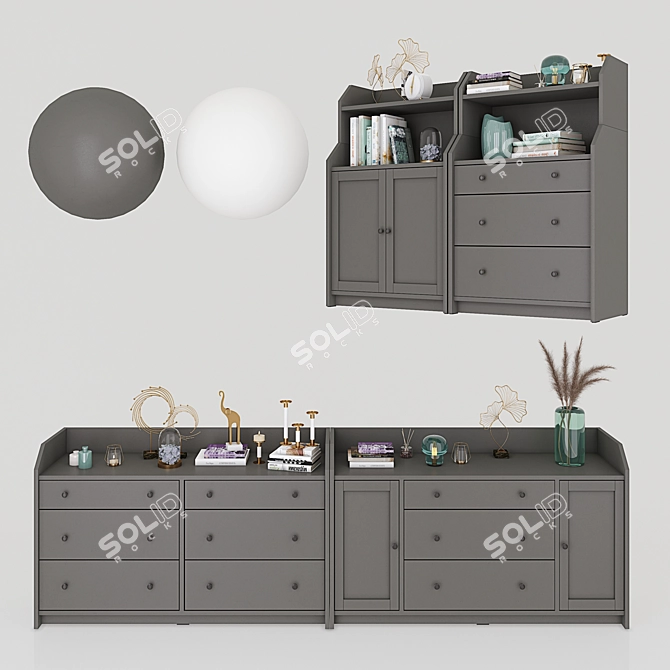 Hauga Dresser Set: Two-Tone Storage Combo 3D model image 2