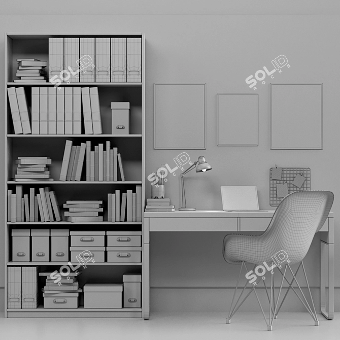 Office Furniture Set: Table, Stele, Book Chair 3D model image 2