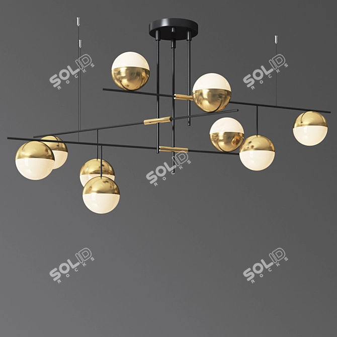 Sleek Brass LED Chandelier 3D model image 3