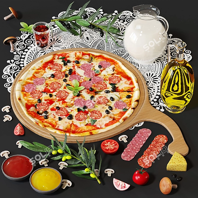 Title: Delicious Pizza Model for Unreal Engine 3D model image 1