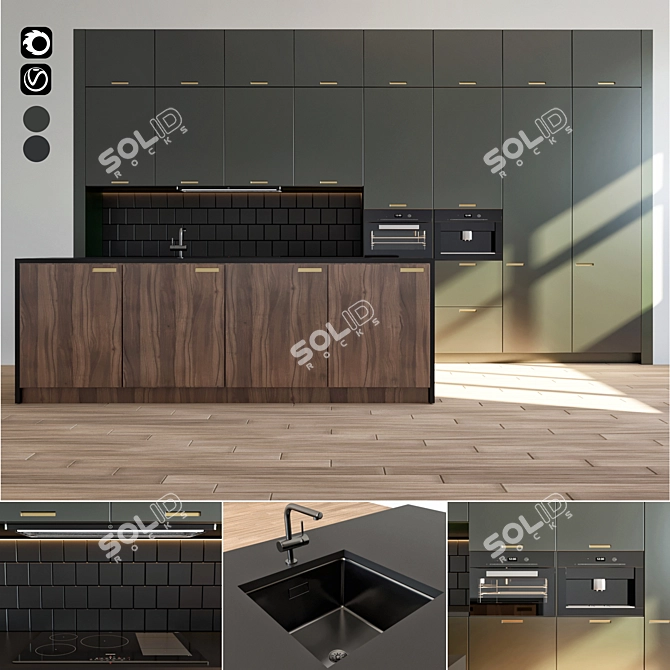 Stylish Kitchen Solution 3D model image 1