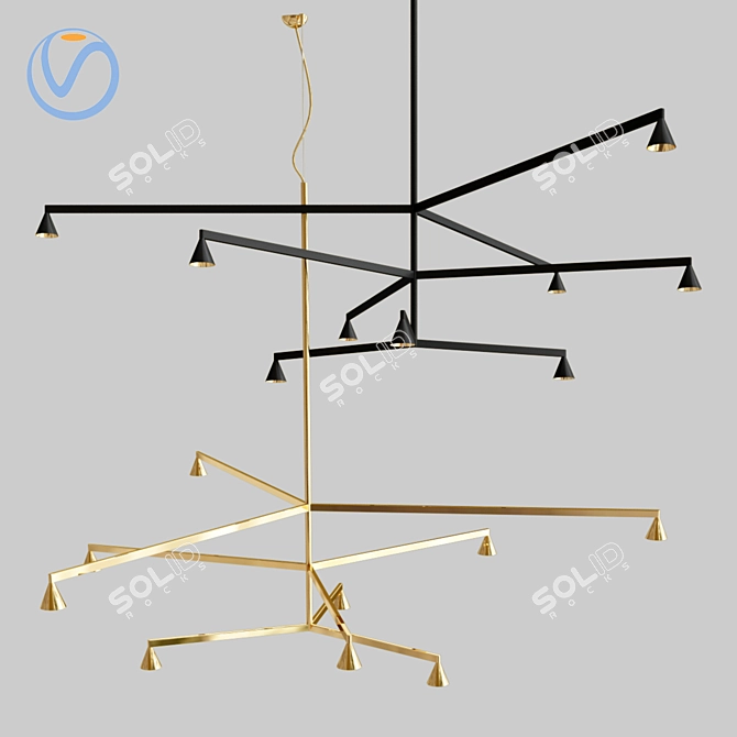 Modern Austere Chandelier: Elegant and Versatile 3D model image 1