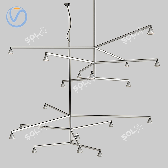 Modern Austere Chandelier: Elegant and Versatile 3D model image 2