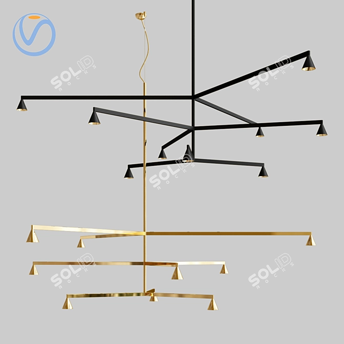Modern Austere Chandelier: Elegant and Versatile 3D model image 3
