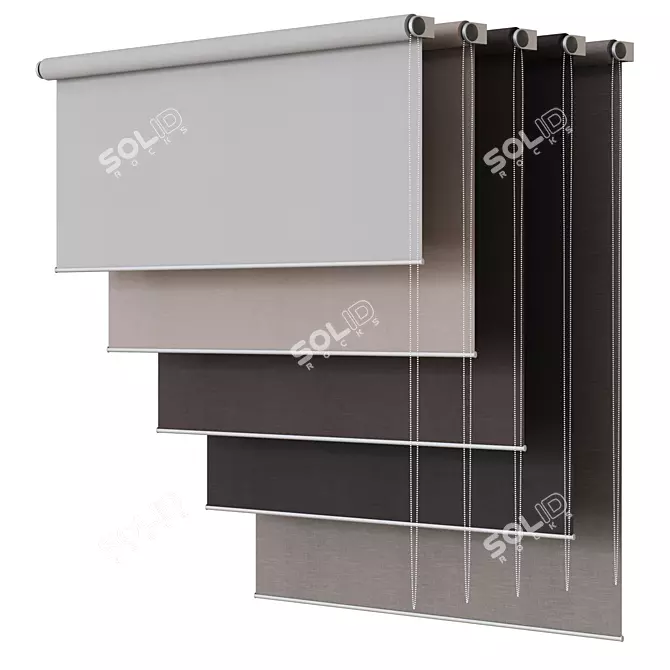 Customizable Roller Blinds - Adjust Sizes & Fabric Texture 3D model image 1
