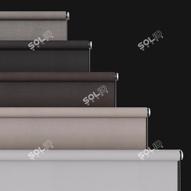 Customizable Roller Blinds - Adjust Sizes & Fabric Texture 3D model image 3