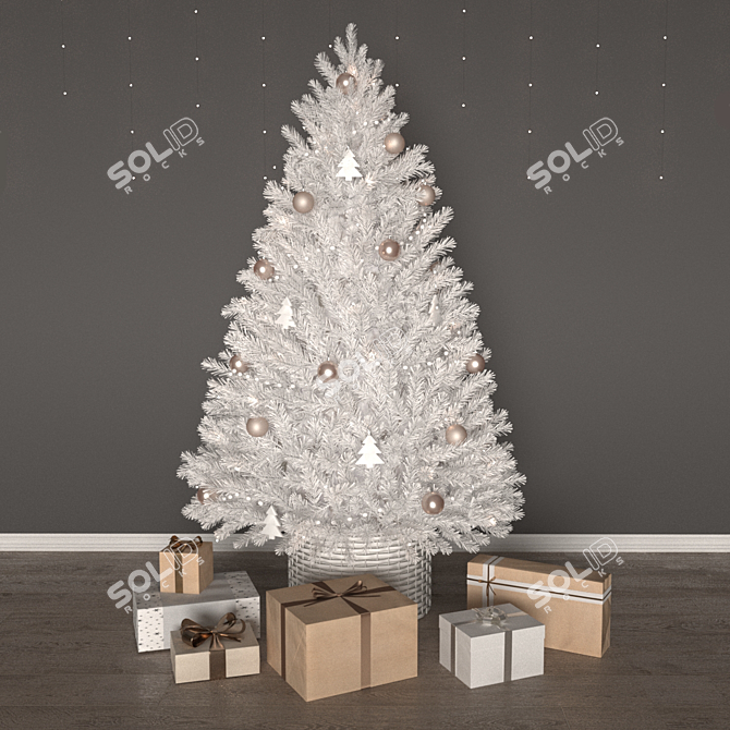 Title: White Christmas Tree Decoration 3D model image 1