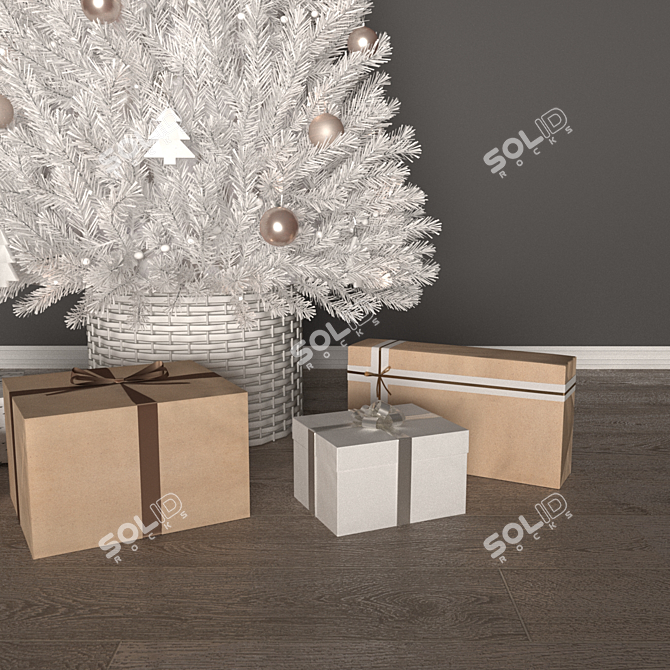 Title: White Christmas Tree Decoration 3D model image 2