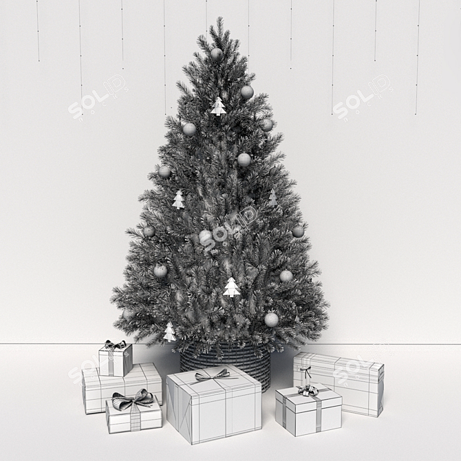 Title: White Christmas Tree Decoration 3D model image 5