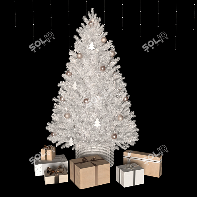 Title: White Christmas Tree Decoration 3D model image 6