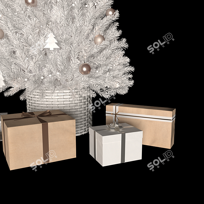Title: White Christmas Tree Decoration 3D model image 7