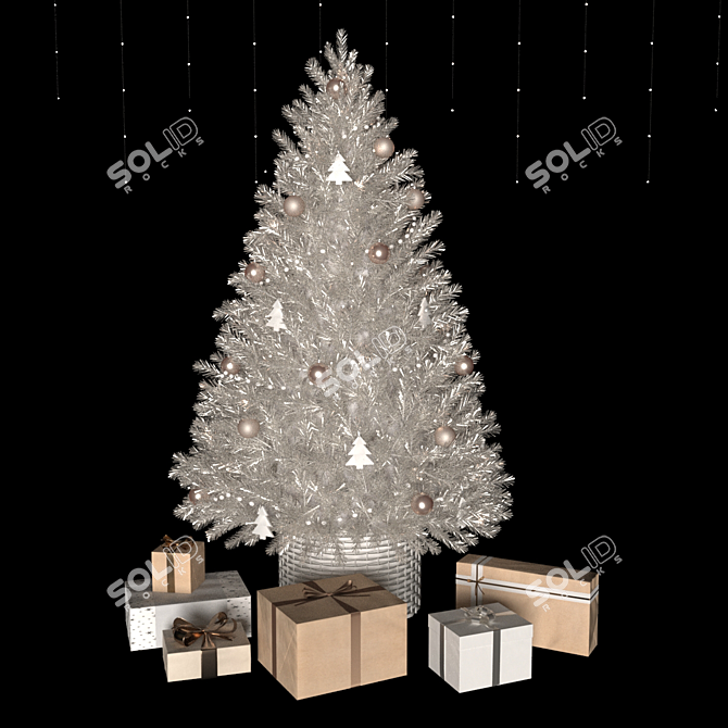Title: White Christmas Tree Decoration 3D model image 8