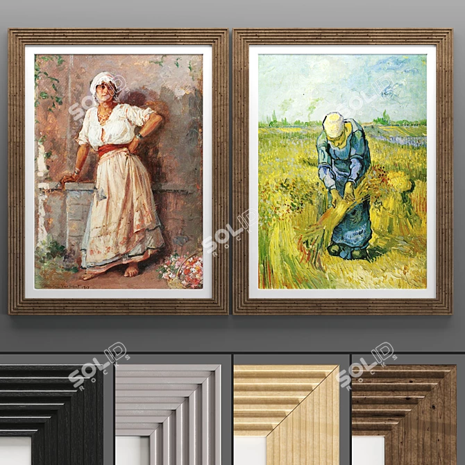 Elegant Texture Art Frame 3D model image 1