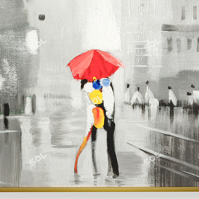 Colorful Art Frames- Red Umbrella 3D model image 2