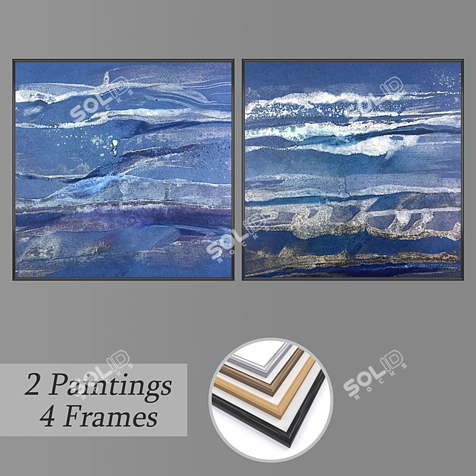 Modern Wall Art Set with Frames 3D model image 1