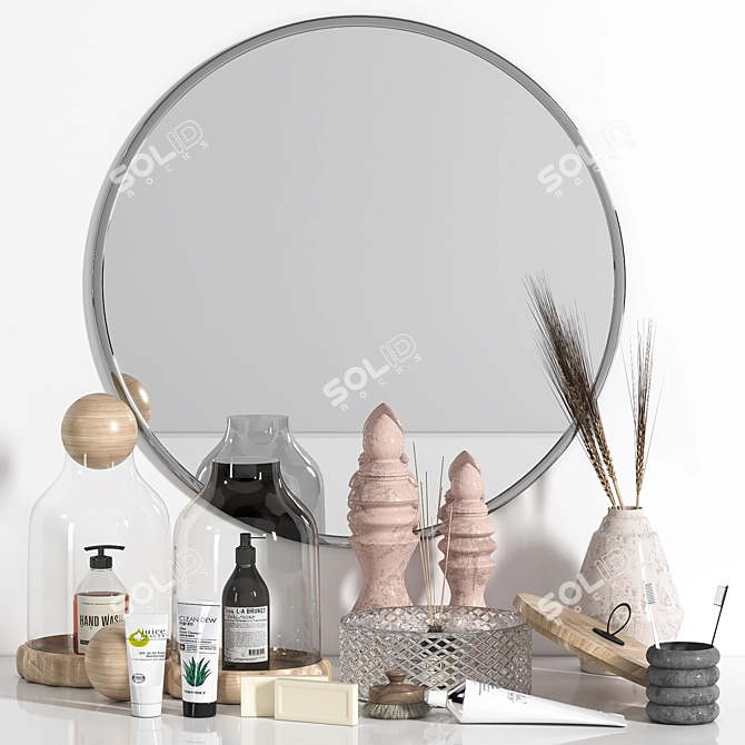 Elegant Bathroom Accessories Set 3D model image 1