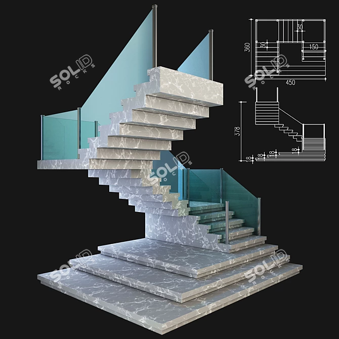 Sleek Staircase - 3D Modeled 3D model image 1