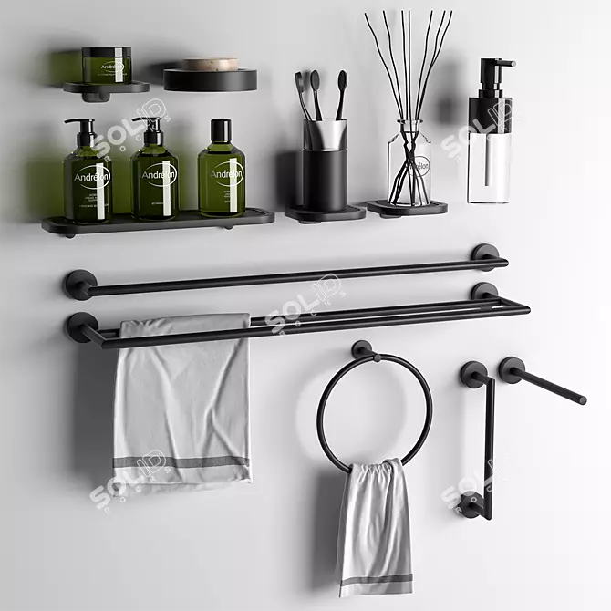 Sleek Bathroom Essentials Set 3D model image 1