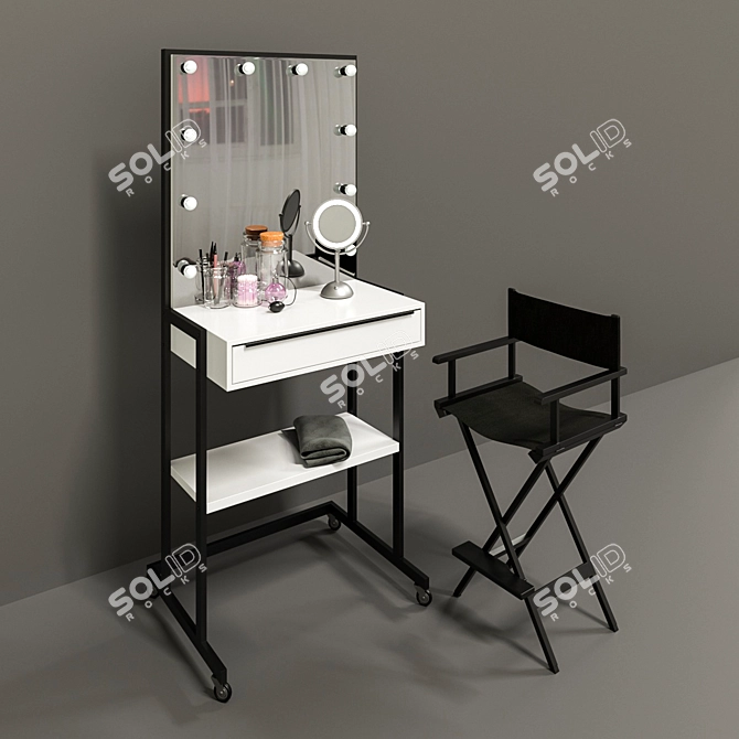 Custom Makeup Artist Table 3D model image 1