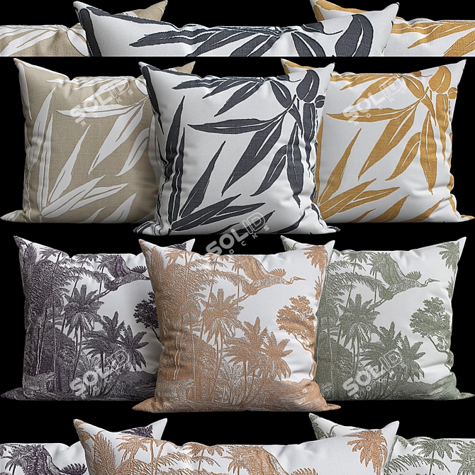 Elegant Texture Collection: Decorative Pillows 3D model image 1