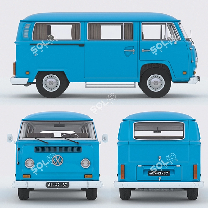 Vintage Volkswagen Van 3D model image 3