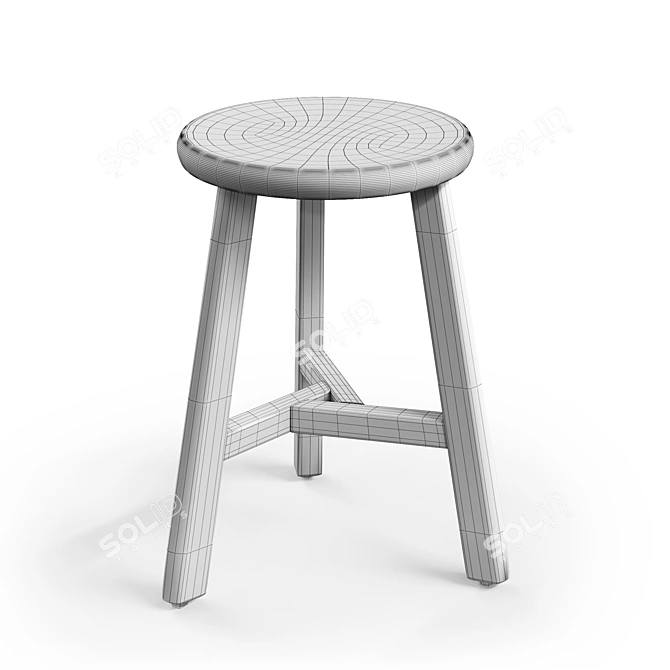 Rustic Elm Stool, ASAYO 3D model image 2