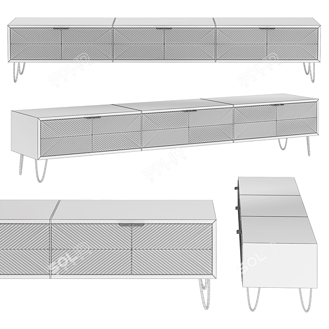 Sleek 71" Modern TV Stand 3D model image 3