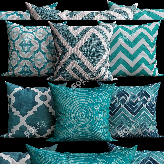 Elegant Texture Decorative Pillows 3D model image 1