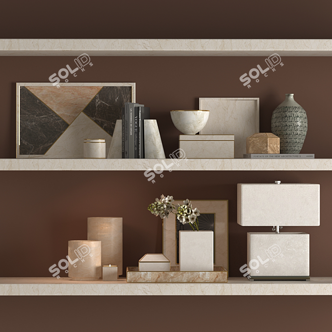 Elegant Shelf Decor Set 3D model image 1