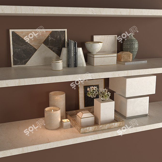 Elegant Shelf Decor Set 3D model image 2