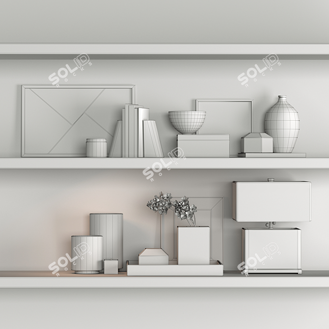 Elegant Shelf Decor Set 3D model image 3