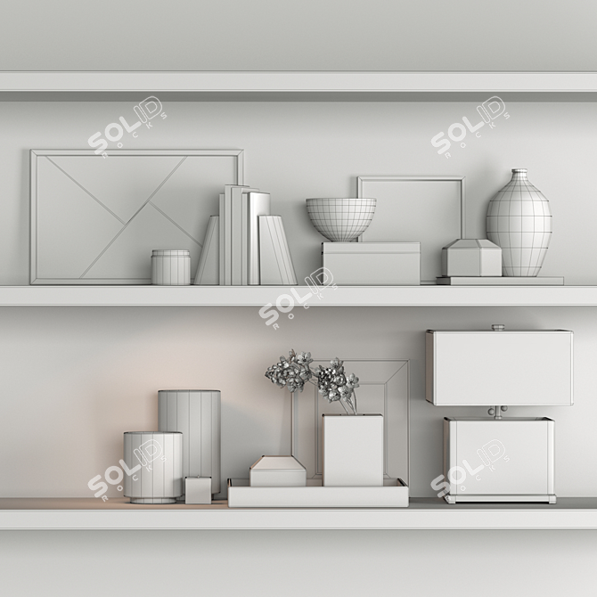 Elegant Shelf Decor Set 3D model image 4