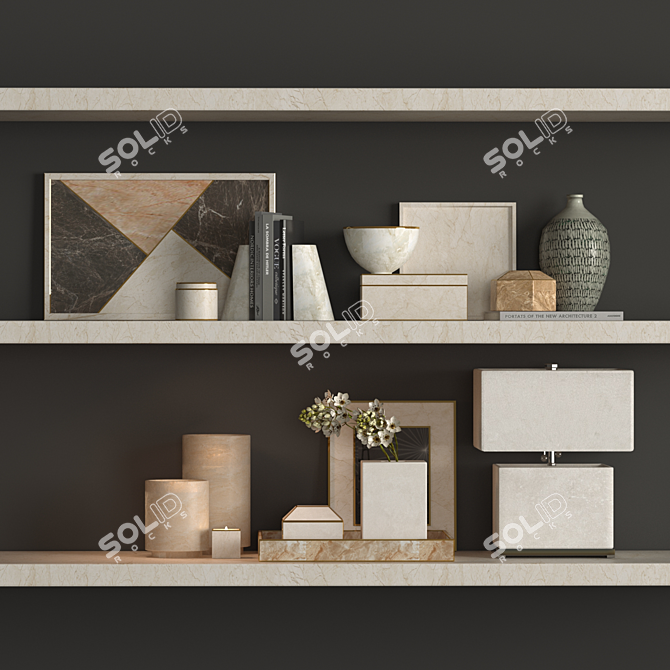 Elegant Shelf Decor Set 3D model image 5