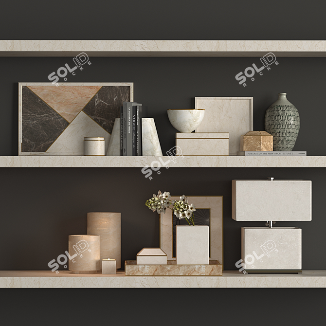 Elegant Shelf Decor Set 3D model image 6