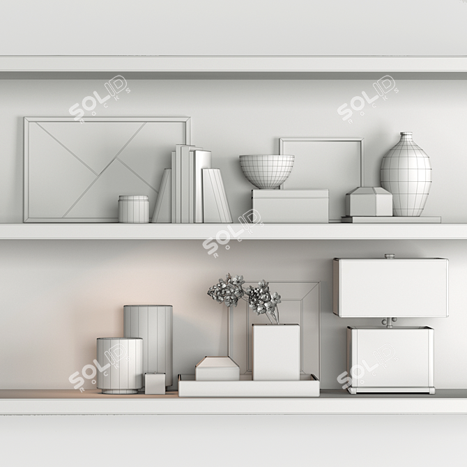 Elegant Shelf Decor Set 3D model image 10