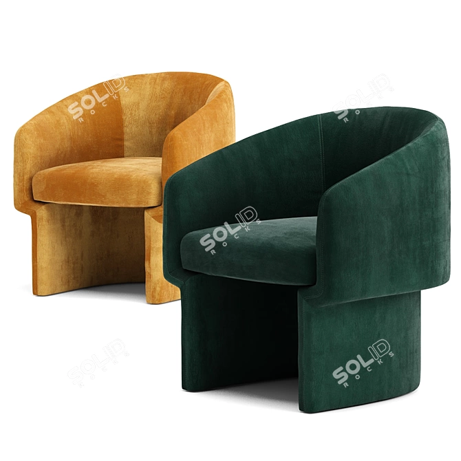 Plush Silver Orchid Velvet Chair 3D model image 1